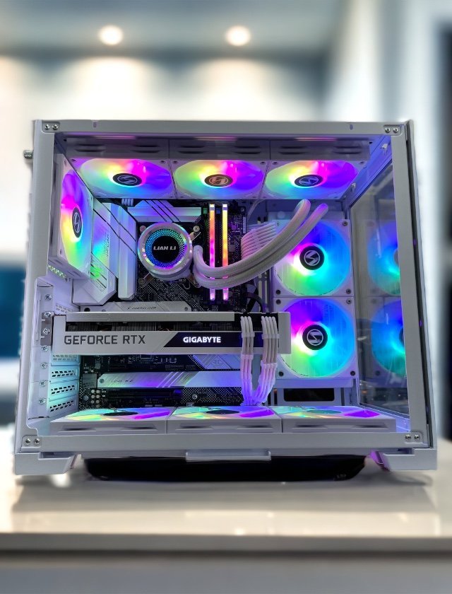 White PC build with a liquid cooler assembled by COMFIX I.T.