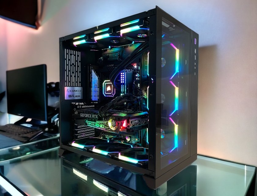 Desktop PC assembled by COMFIX I.T. with RGB fans and a liquid cooler