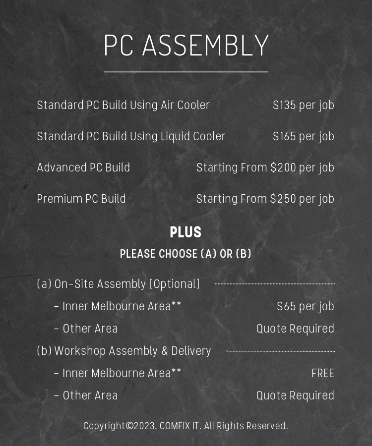 COMFIX IT Pricing 2023 PC Assembly